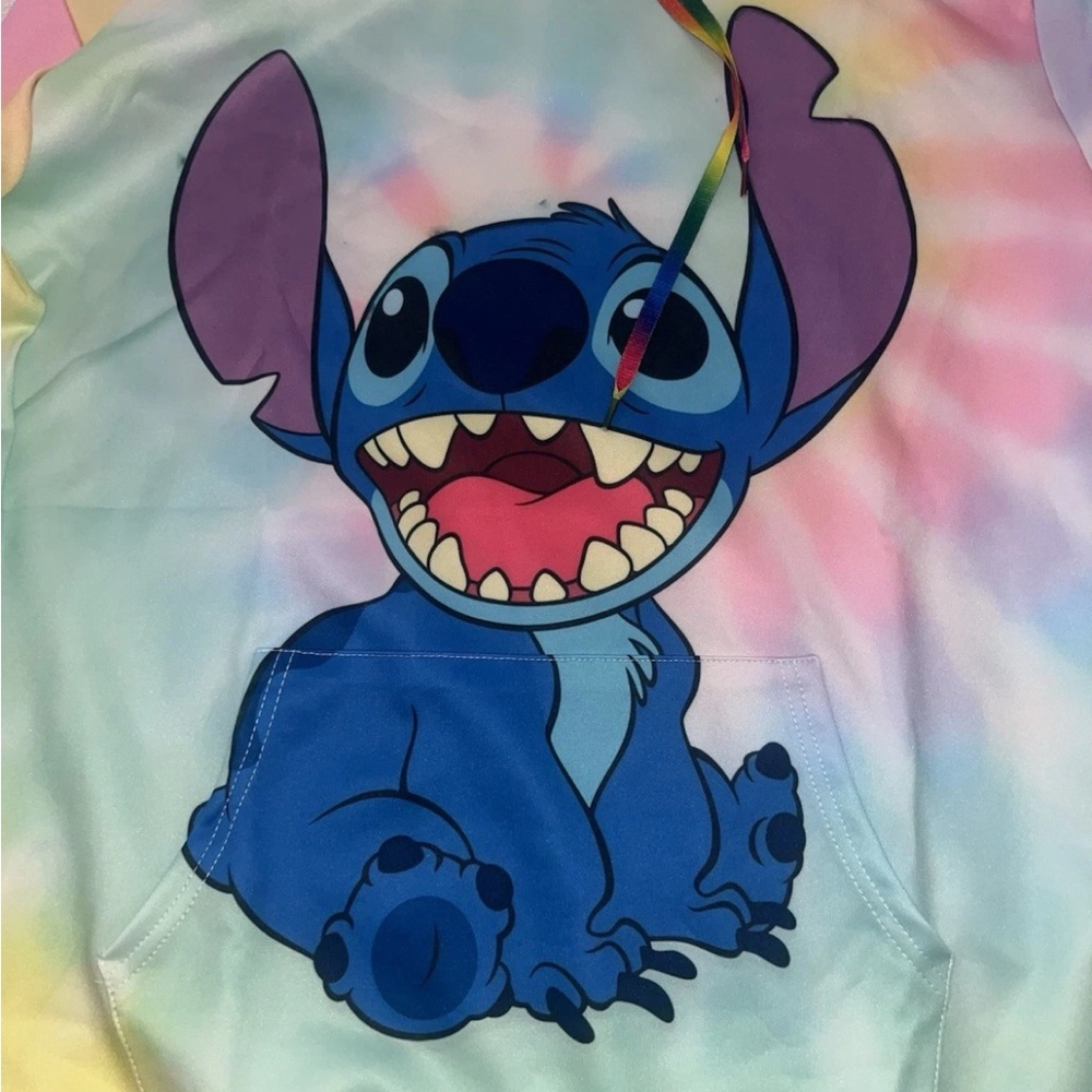 Womens Teen Girls Size XXL STITCH Character Hoodie Colorful Lilo Sweatshirt - Picture 4 of 11